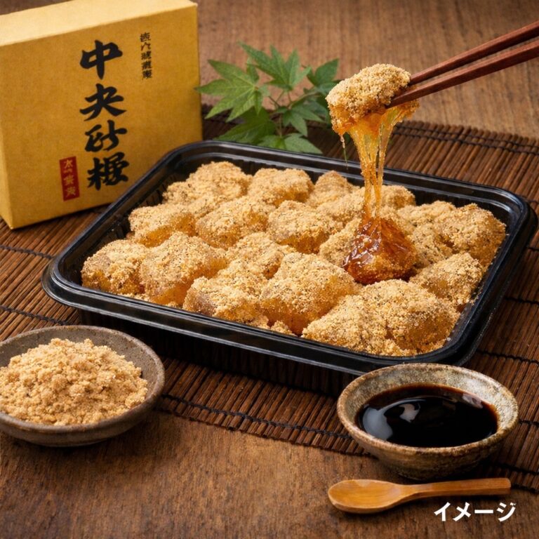 京都市中央卸売市場「中央砂糖」さんの特製 絶品わらび餅（きなこ砂糖付き）